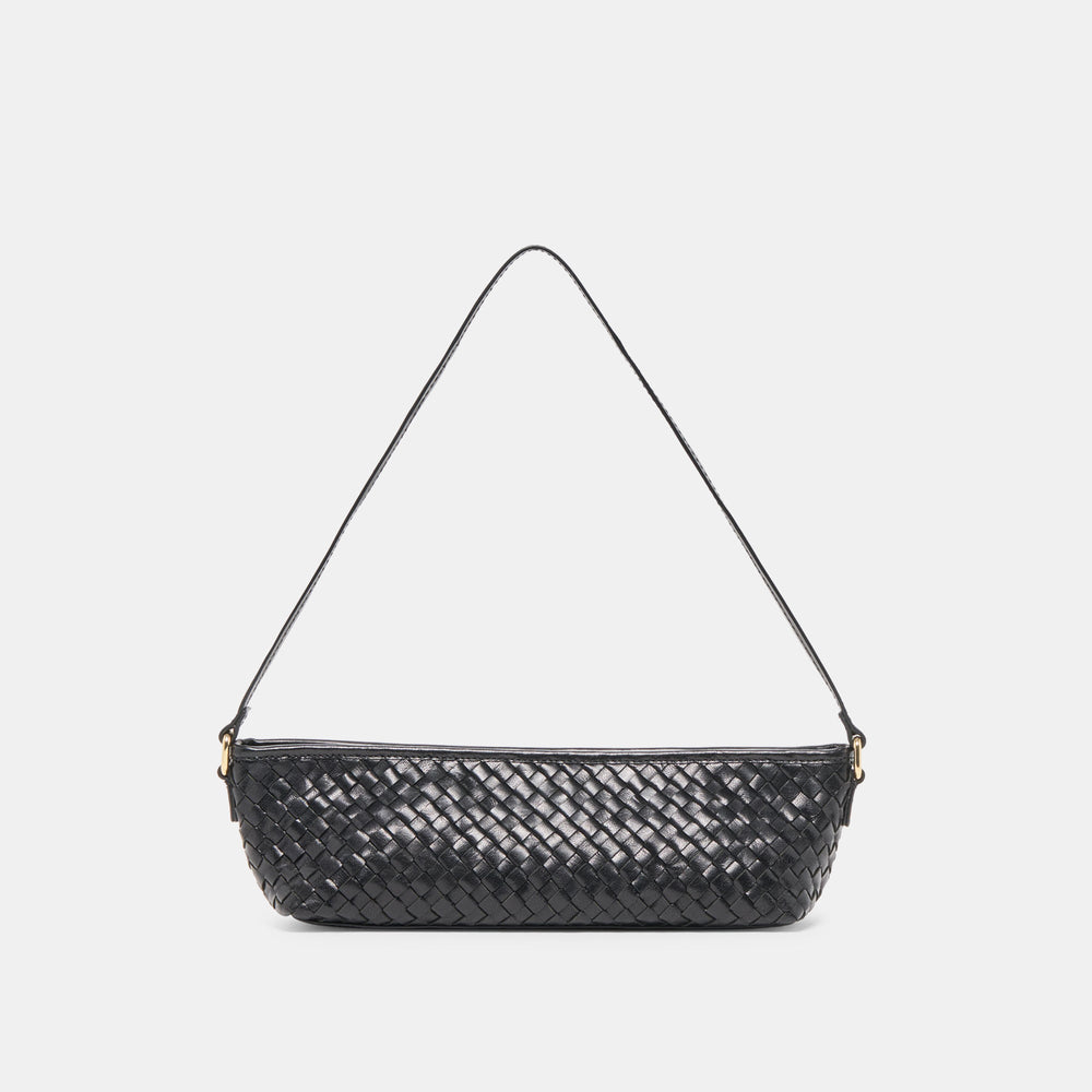 Savaii Black Woven Leather Shoulder Bag / Dolce Vita