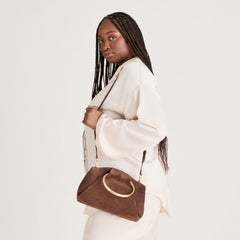 Channing Espresso Suede Handbag / Dolce Vita