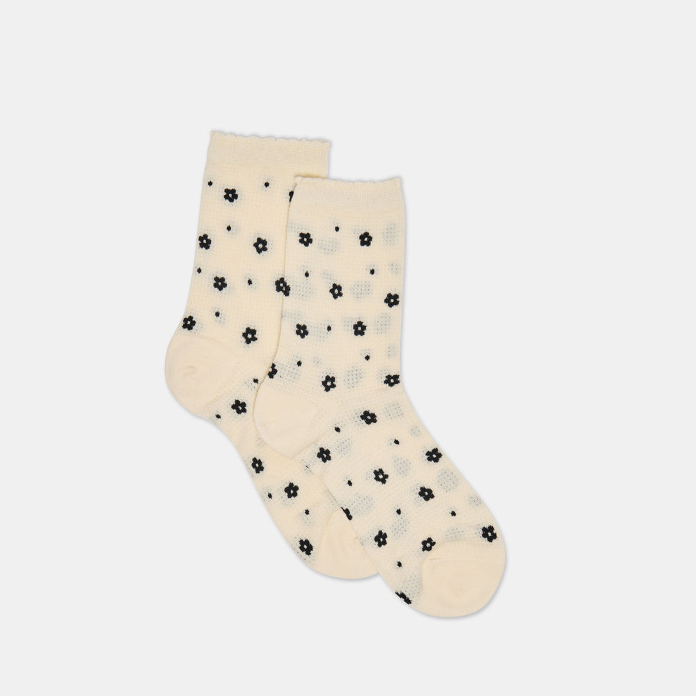 Flower Mesh White Black Anklet Socks / Dolce Vita