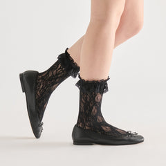 Lace Ruffle Black Crew Socks / Dolce Vita