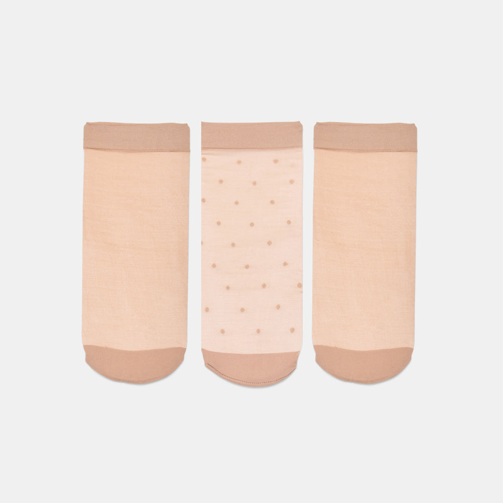 3-Pack Ditsy Dot Blush Sheer Anklet Socks / Dolce Vita