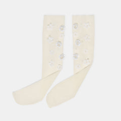 Floral Chiffon White Slouch Socks / Dolce Vita