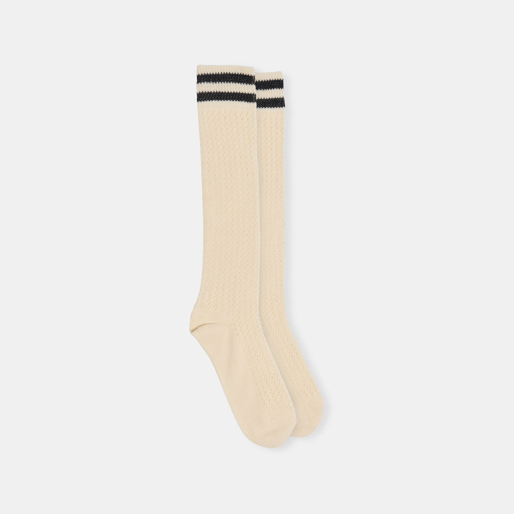 Pointelle Striped Black White Knee High Sock / Dolce Vita
