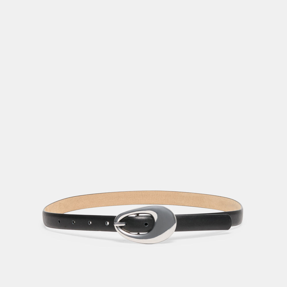 Organic Oval Black Silver Buckle Belt / Dolce Vita