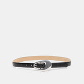 Organic Oval Black Silver Buckle Belt / Dolce Vita
