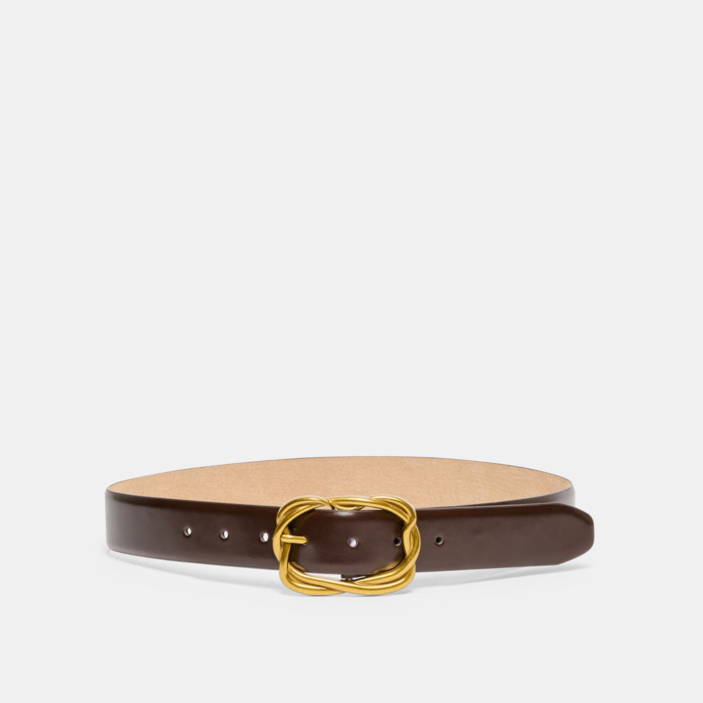 Braided Mahogany Gold Buckle Belt / Dolce Vita