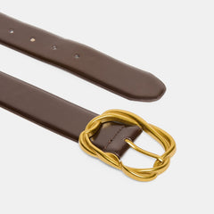 Braided Mahogany Gold Buckle Belt / Dolce Vita