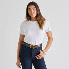 Braided Mahogany Gold Buckle Belt / Dolce Vita