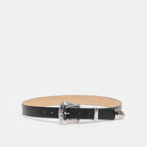 Vintage Western Black Silver Buckle Belt / Dolce Vita