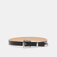 Vintage Western Black Silver Buckle Belt / Dolce Vita