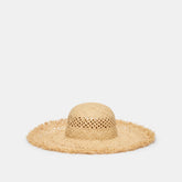 Open Weave Tan Sunhat with Frayed Edge / Dolce Vita
