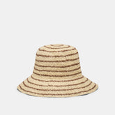 Striped Brown Natural Straw Cloche / Dolce Vita