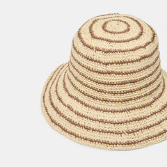 Striped Brown Natural Straw Cloche / Dolce Vita