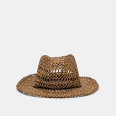 Thick Weave Dark Brown Cowboy Hat with Strap / Dolce Vita