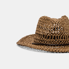Thick Weave Dark Brown Cowboy Hat with Strap / Dolce Vita