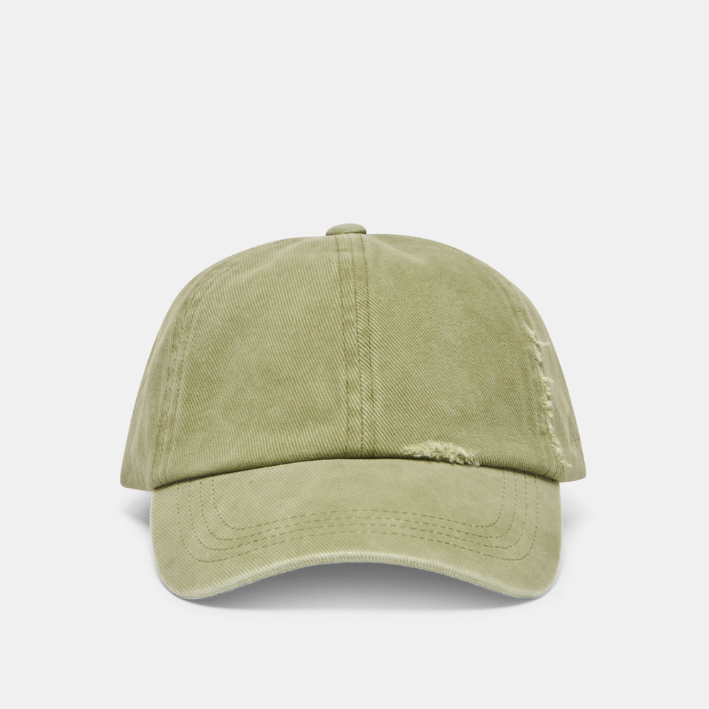 Distressed Olive Baseball Cap with Embroidery / Dolce Vita