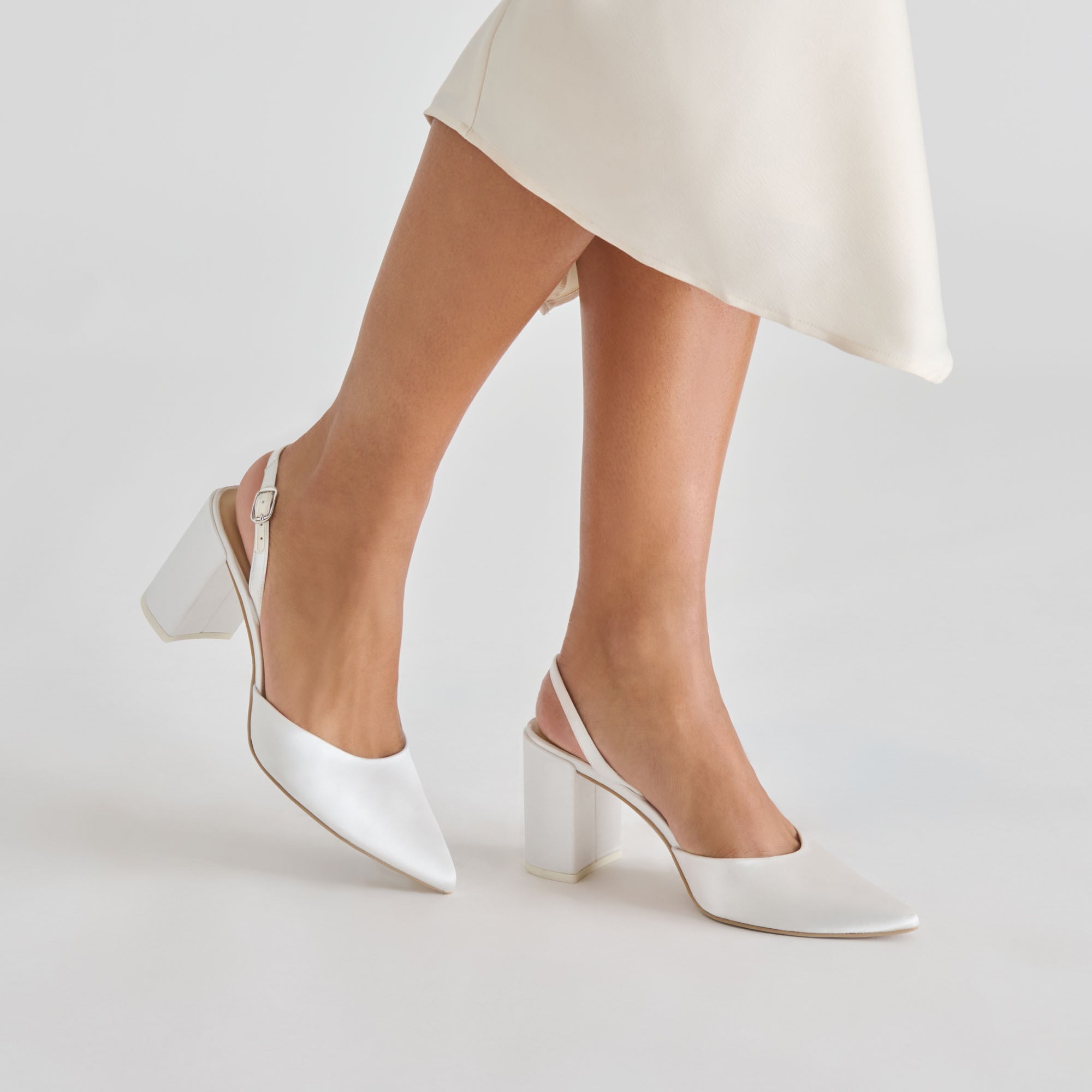 Carel True White Satin High Heels / Dolce Vita