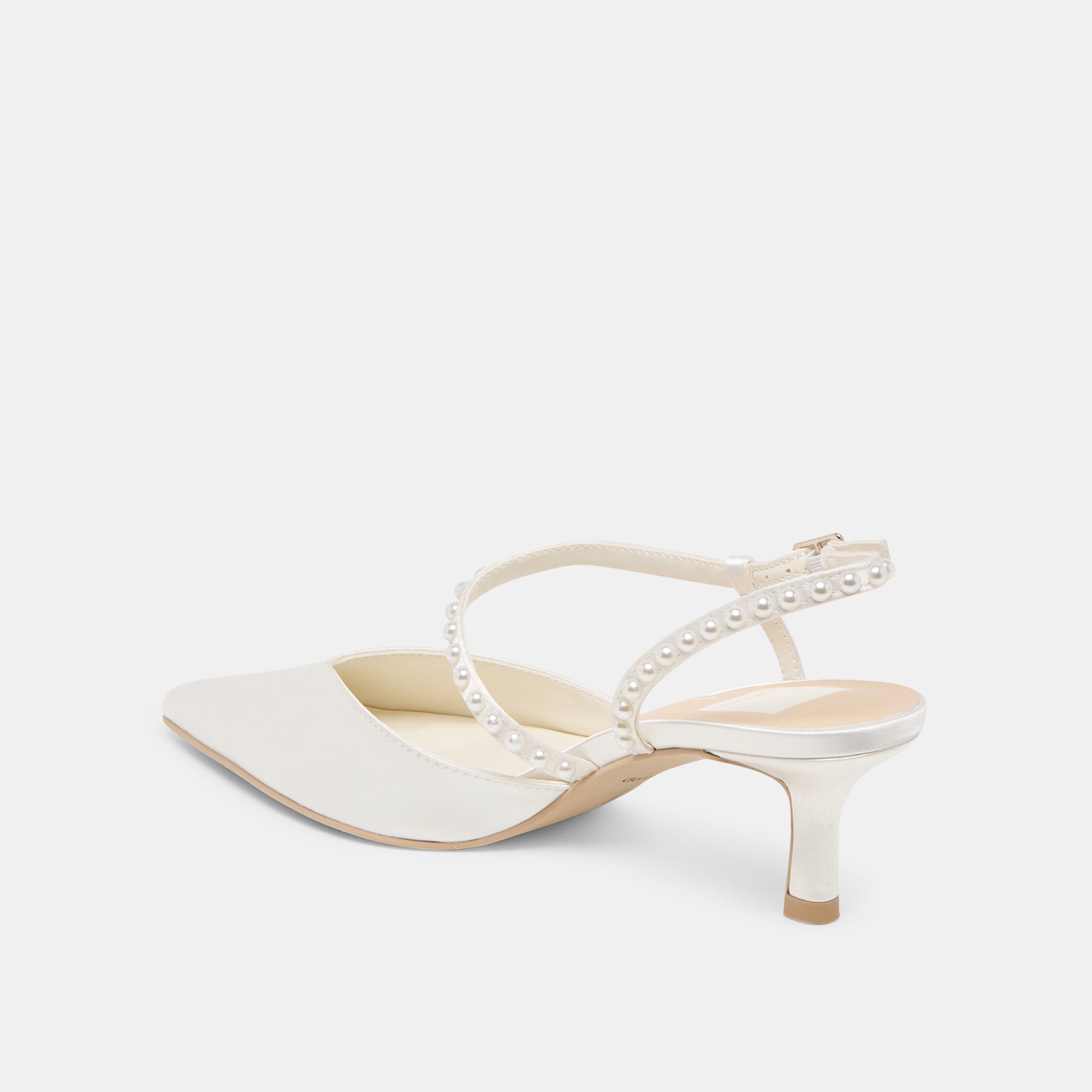Kamra Pearl True White Satin Mid Heels / Dolce Vita
