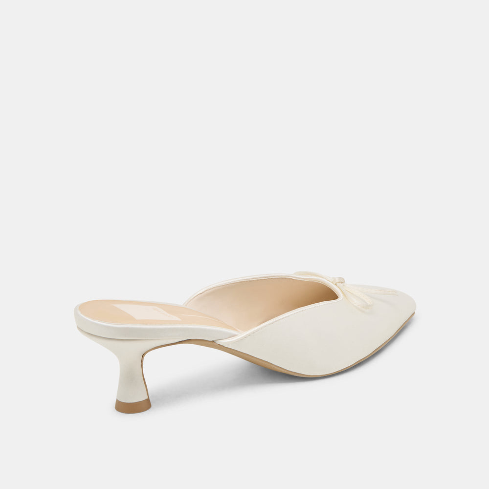 Cleo Off White Satin Heels / Dolce Vita