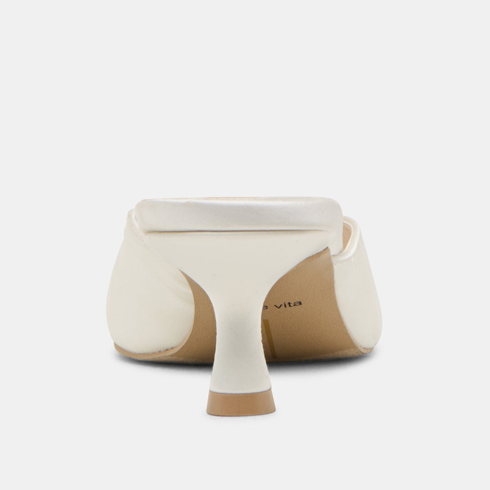 Cleo Off White Satin Heels / Dolce Vita