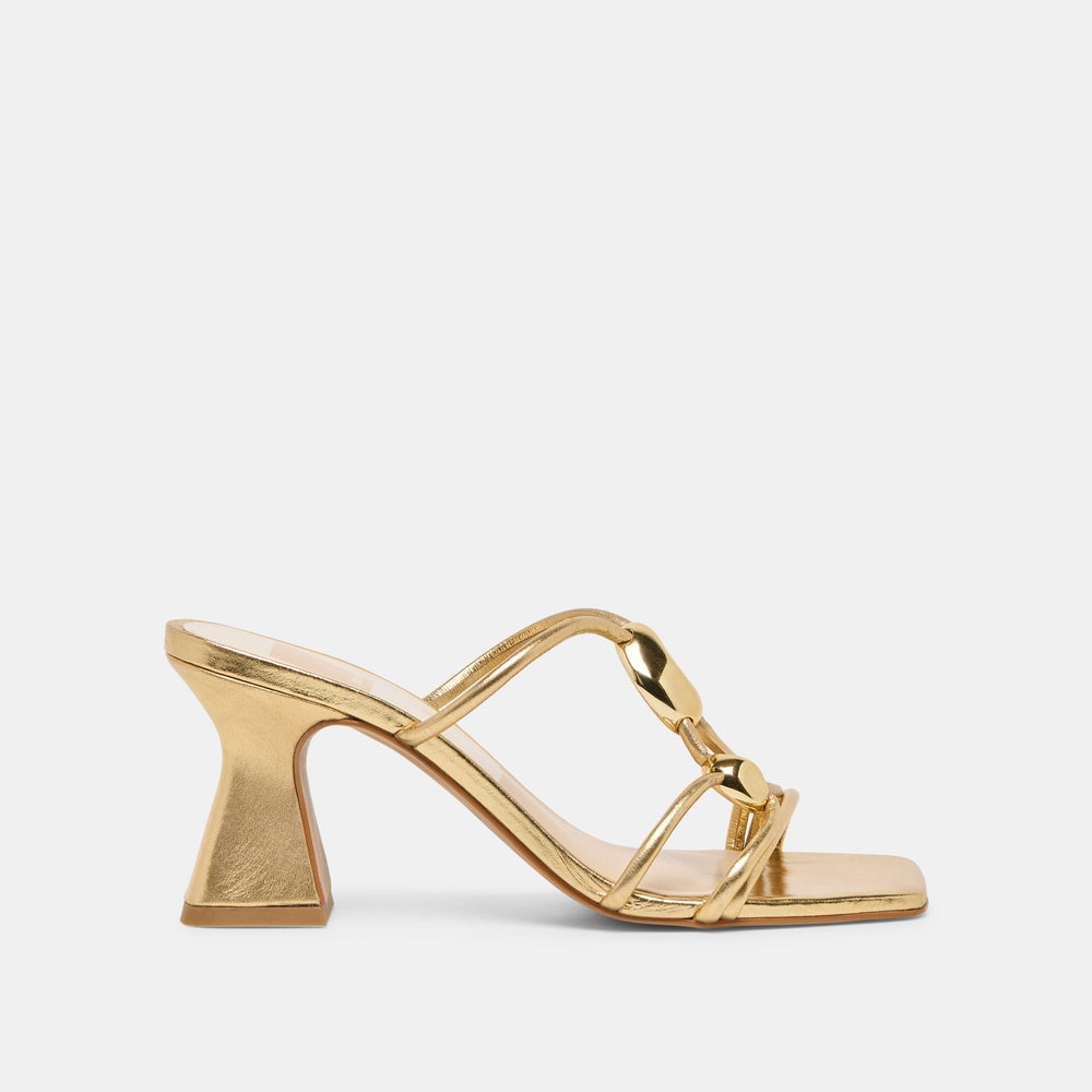 Alayna Gold Leather Heels / Dolce Vita