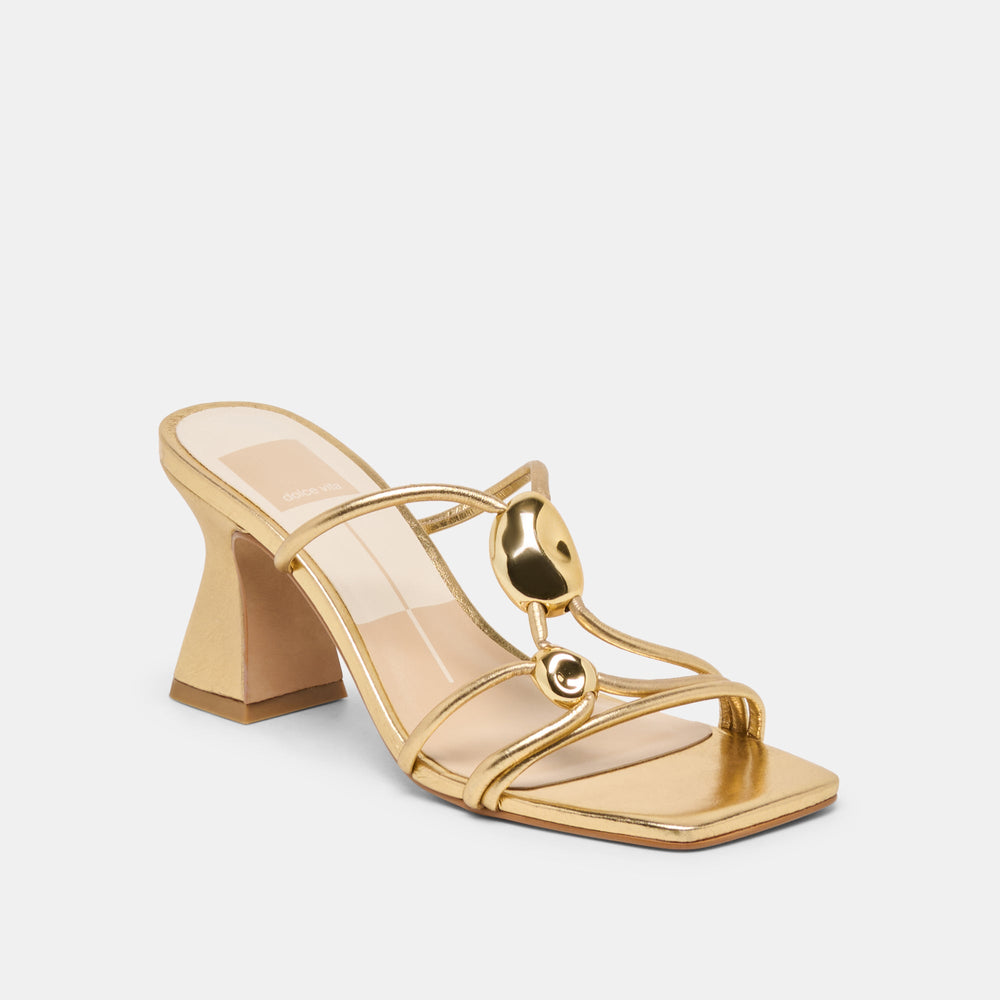 Alayna Gold Leather Heels / Dolce Vita