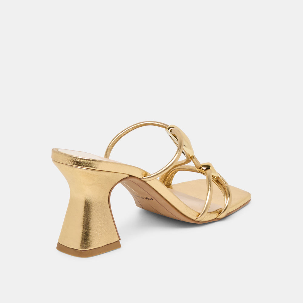 Alayna Gold Leather Heels / Dolce Vita