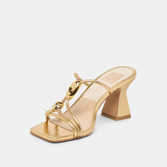 Alayna Gold Leather Heels / Dolce Vita
