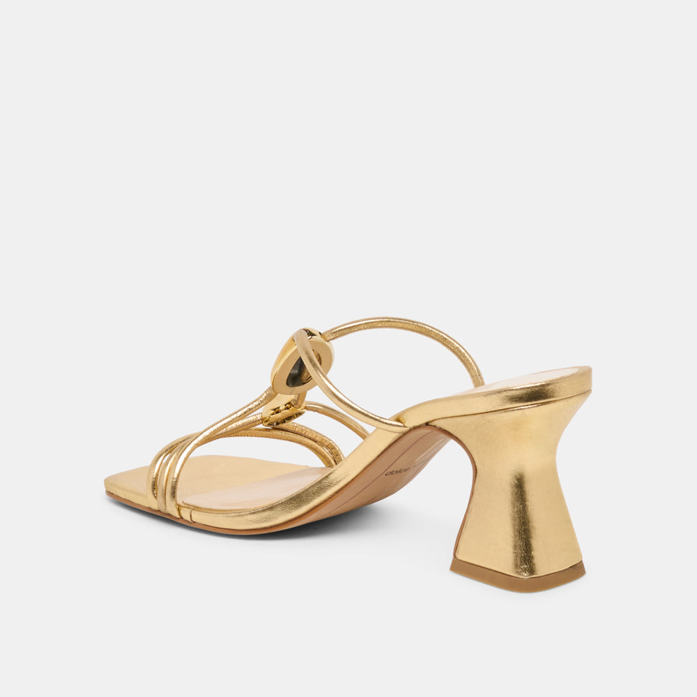 Alayna Gold Leather Heels / Dolce Vita