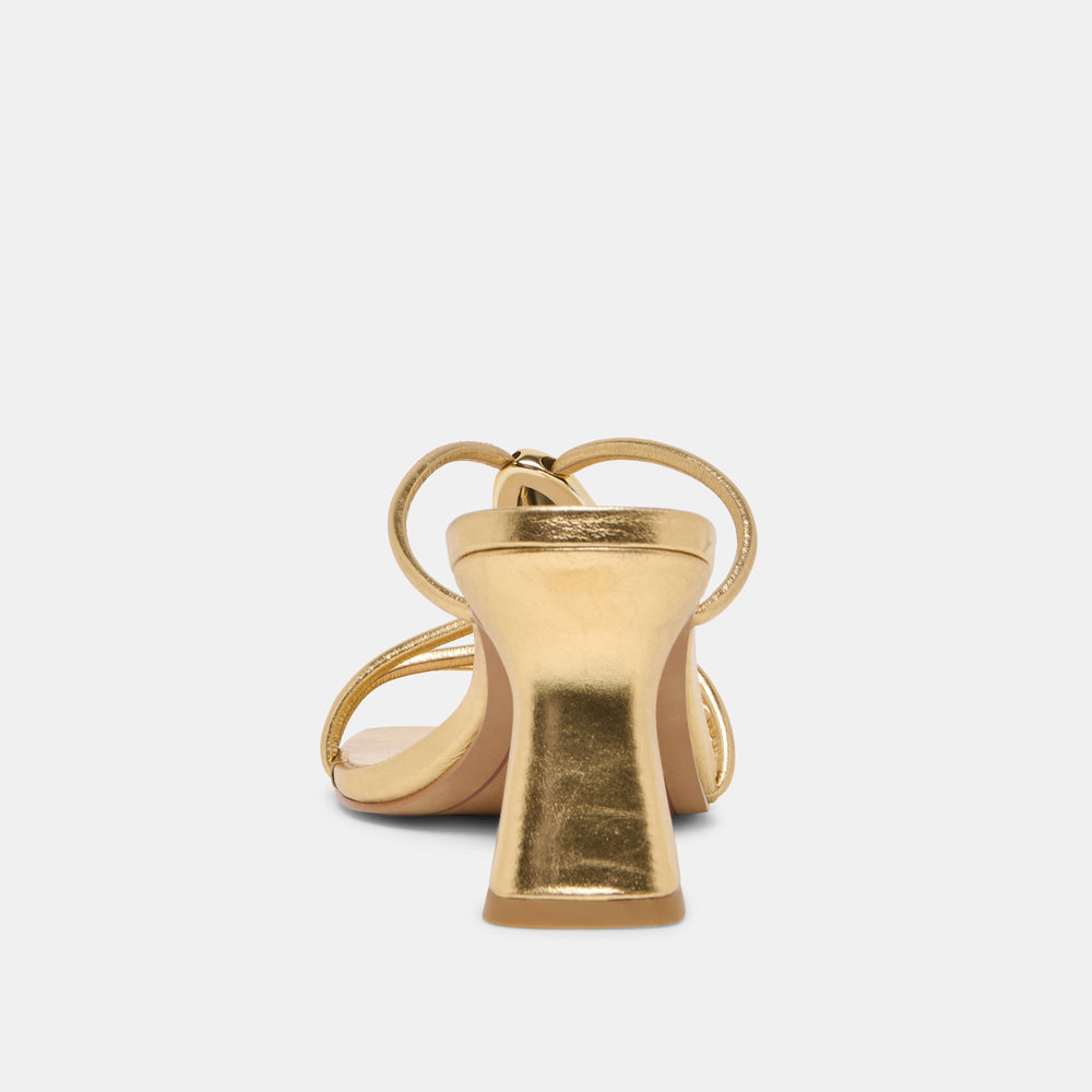Alayna Gold Leather Heels / Dolce Vita