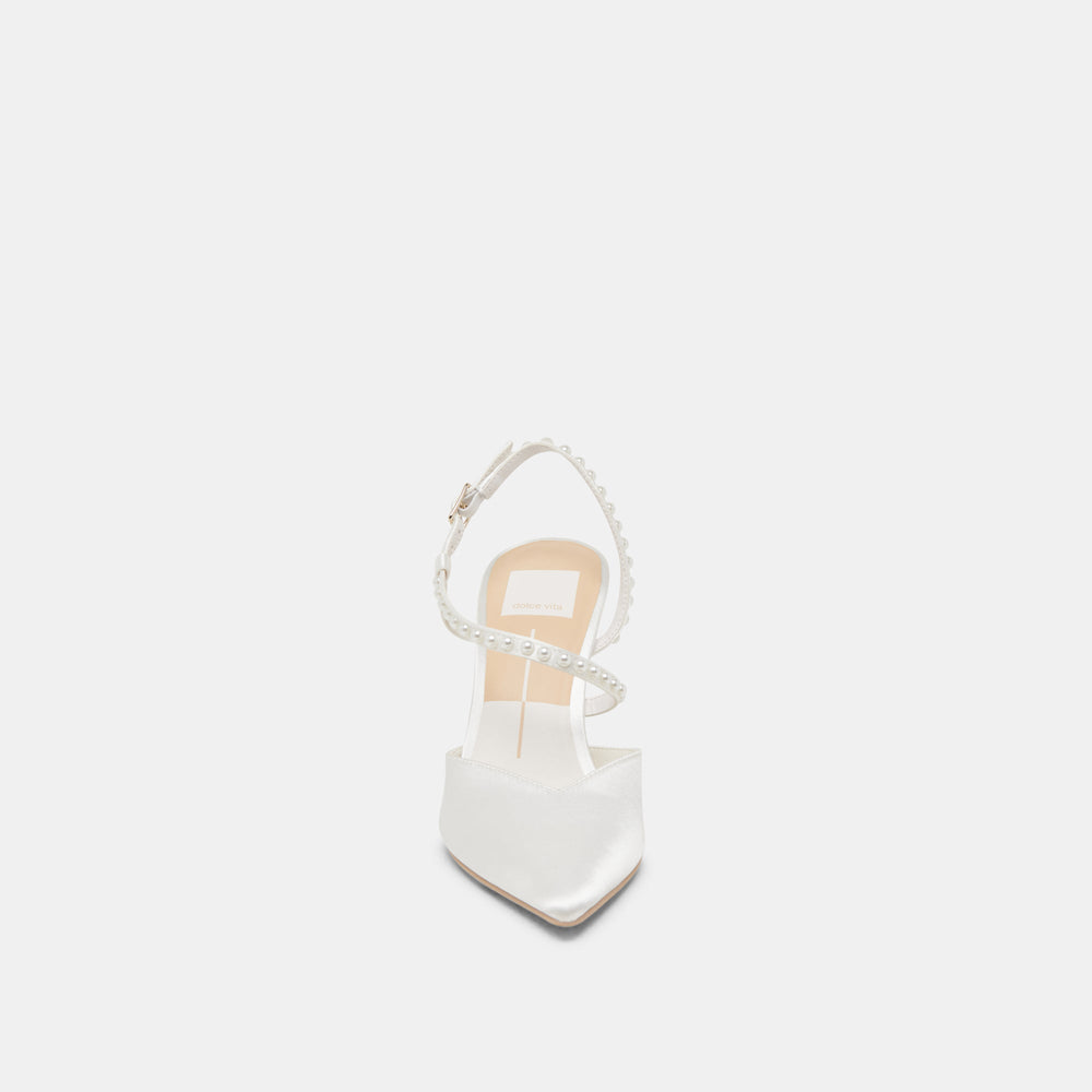 KAMRA PEARL HEELS TRUE WHITE SATIN
 – Dolce Vita / Dolce Vita