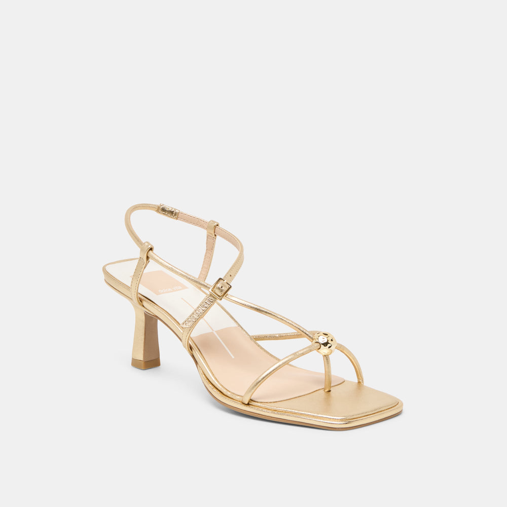 Mylee Gold Distressed Leather Heels / Dolce Vita