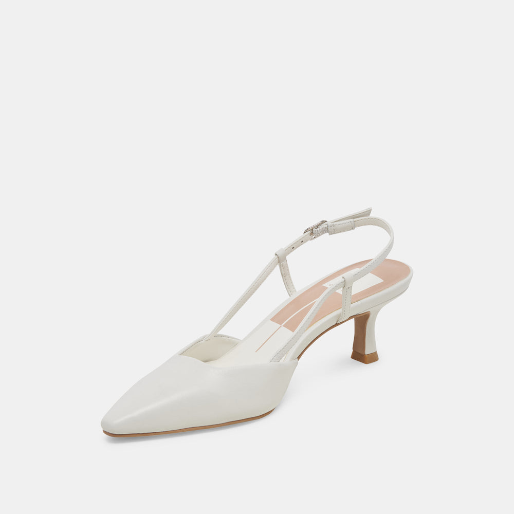 Odela White Leather Heels / Dolce Vita