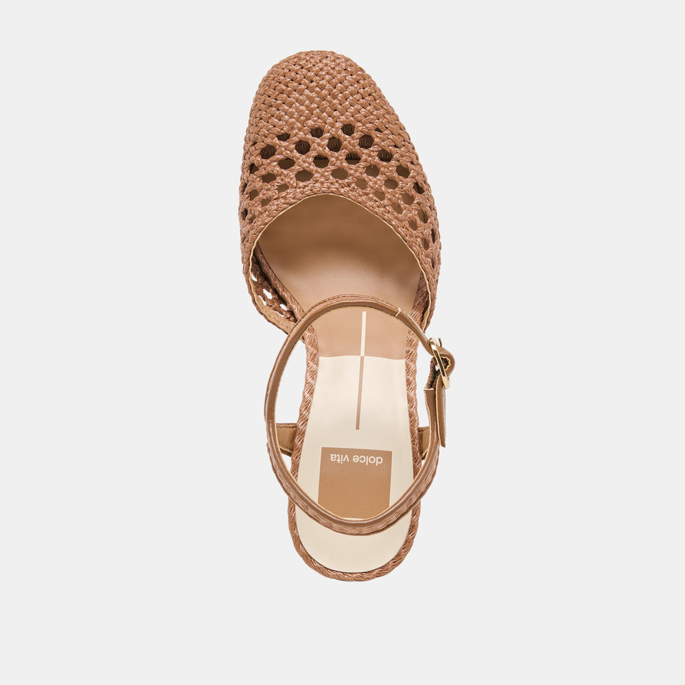 Gero Mid Brown Woven Raffia Heels / Dolce Vita