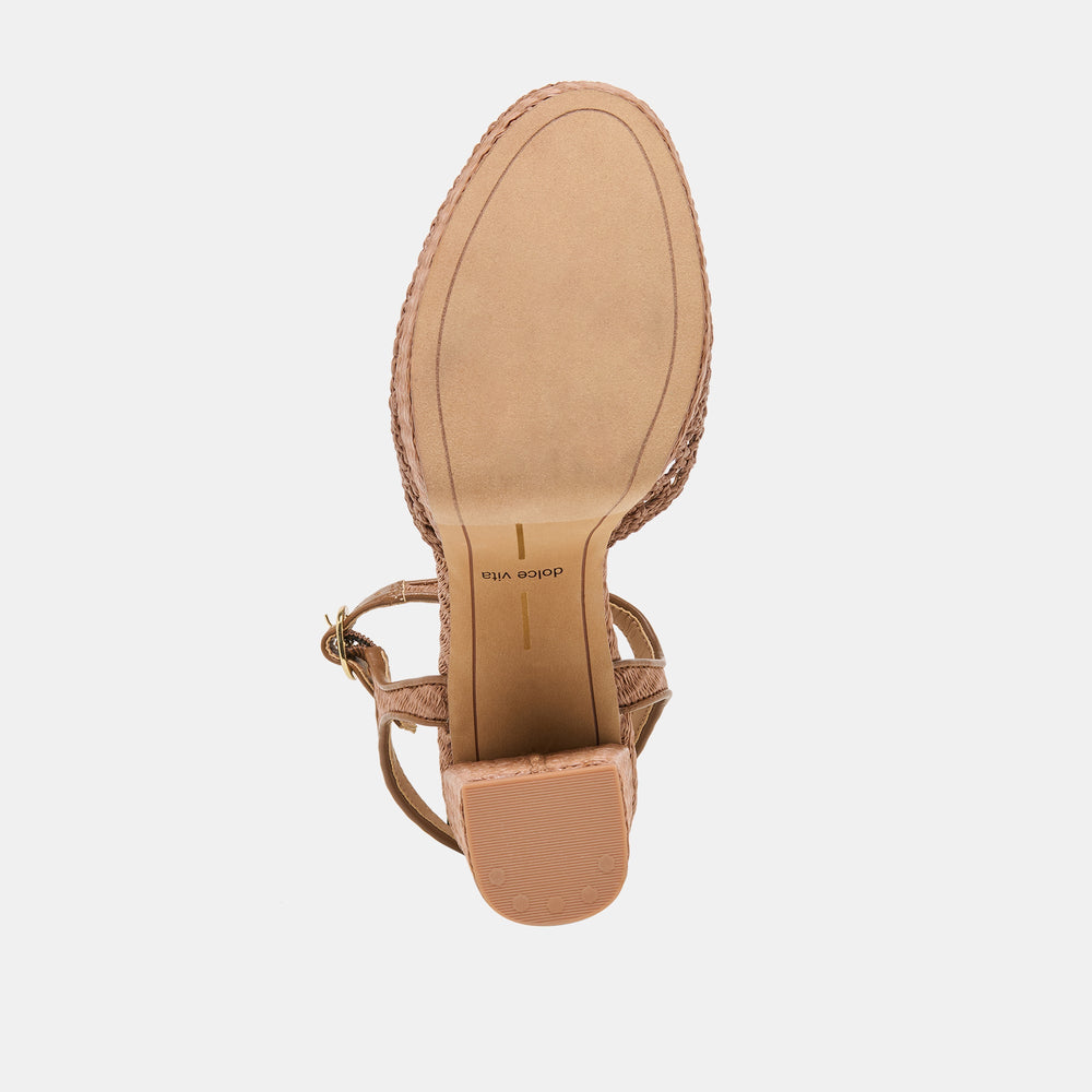 Gero Mid Brown Woven Raffia Heels / Dolce Vita