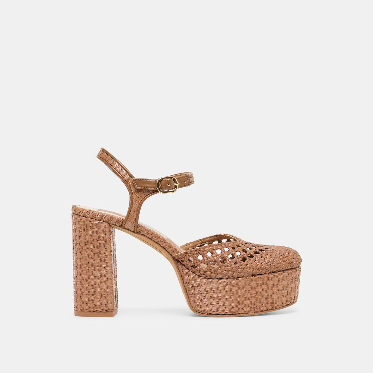 Gero Mid Brown Woven Raffia Heels / Dolce Vita