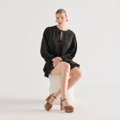 Gero Mid Brown Woven Raffia Heels / Dolce Vita