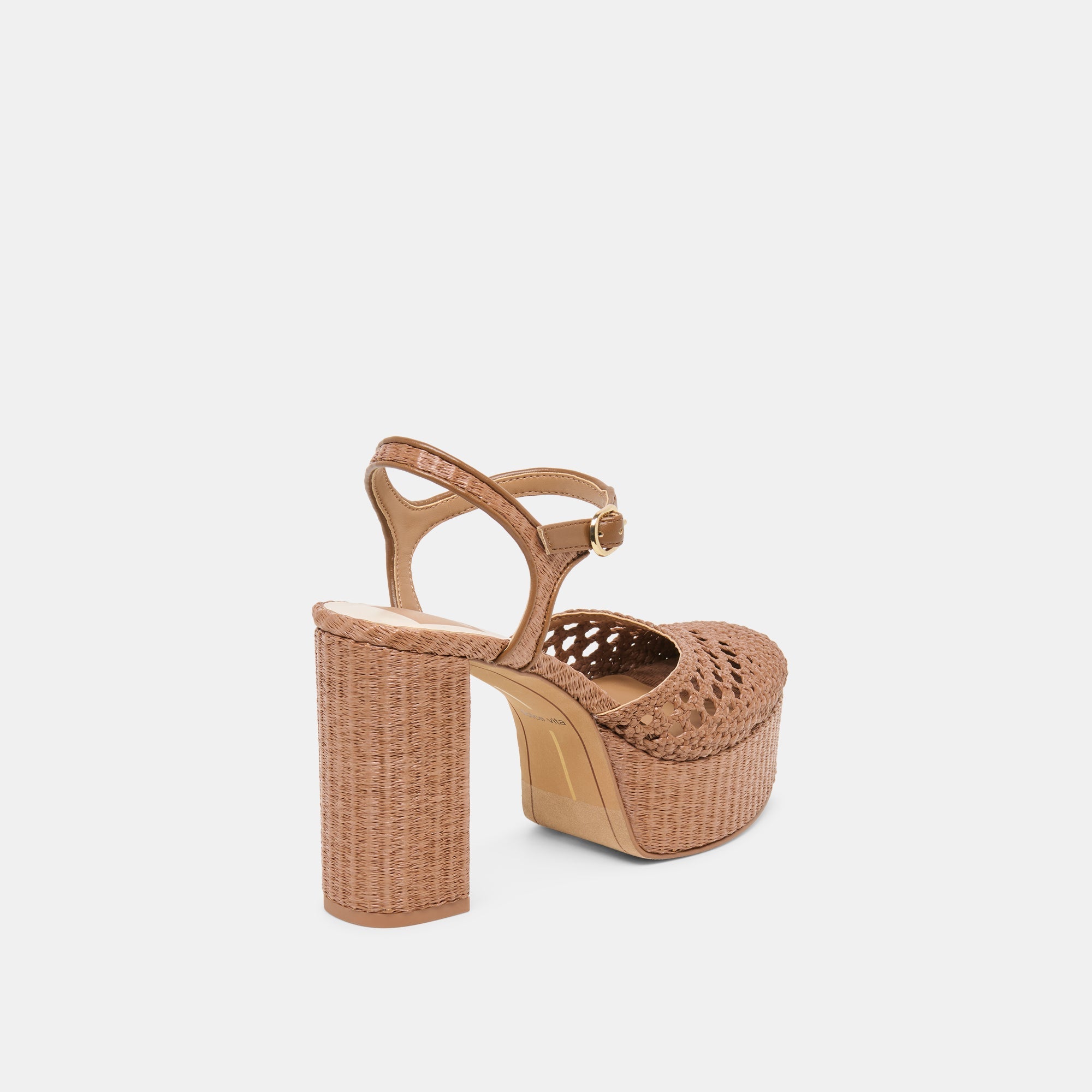 Gero Mid Brown Woven Raffia Heels / Dolce Vita