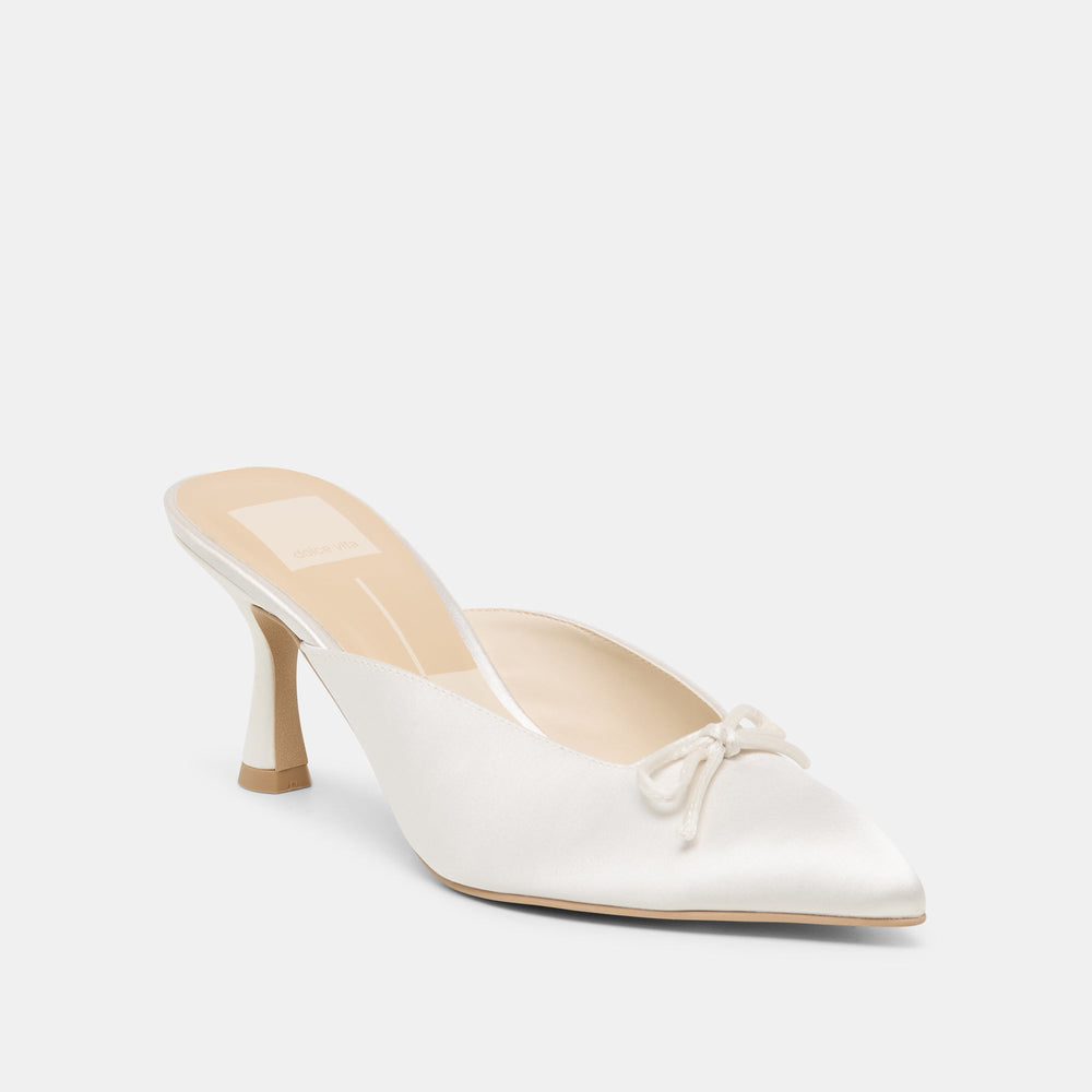 Cleo High Off White Satin Heels / Dolce Vita