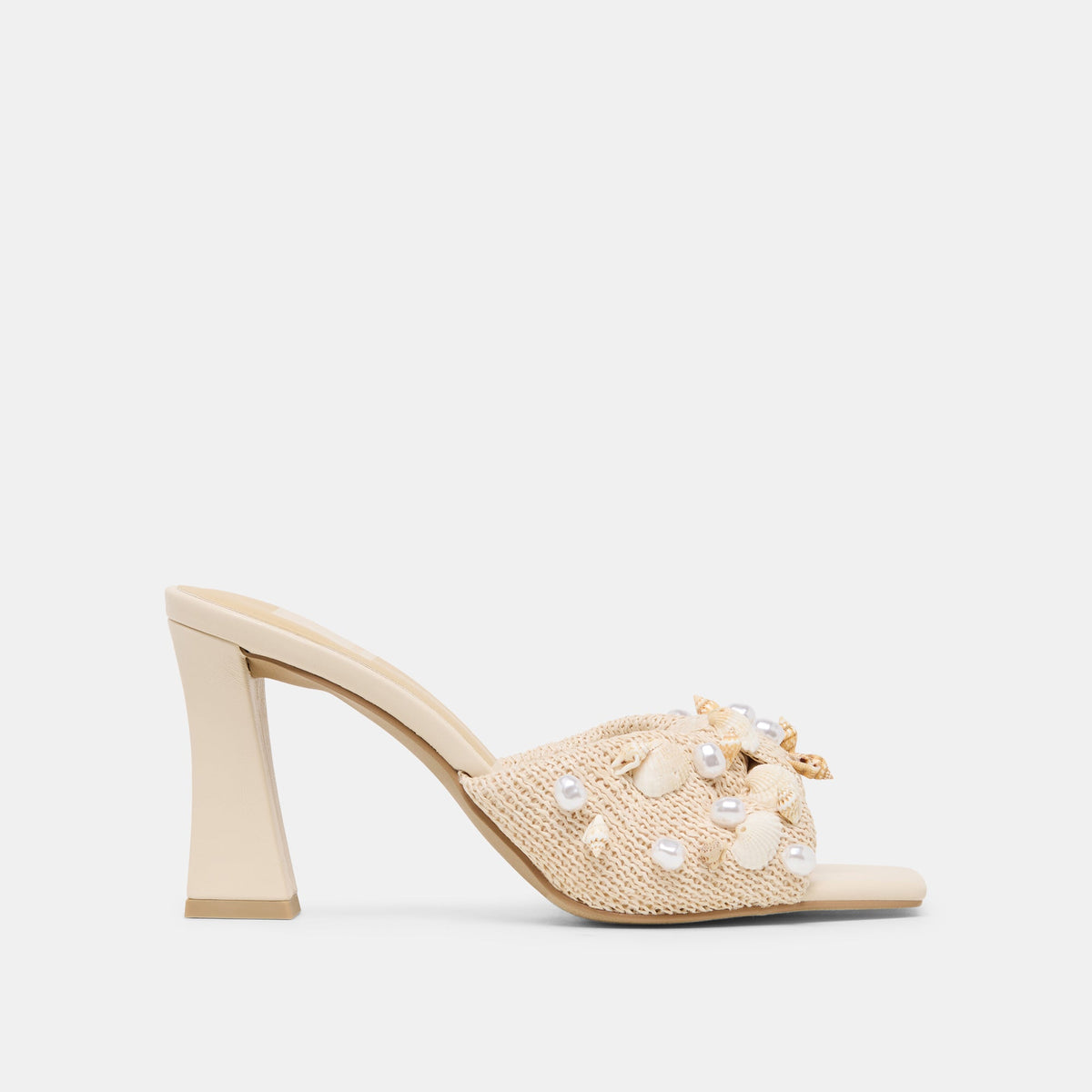 Tylah Oatmeal Beaded Raffia Heels / Dolce Vita