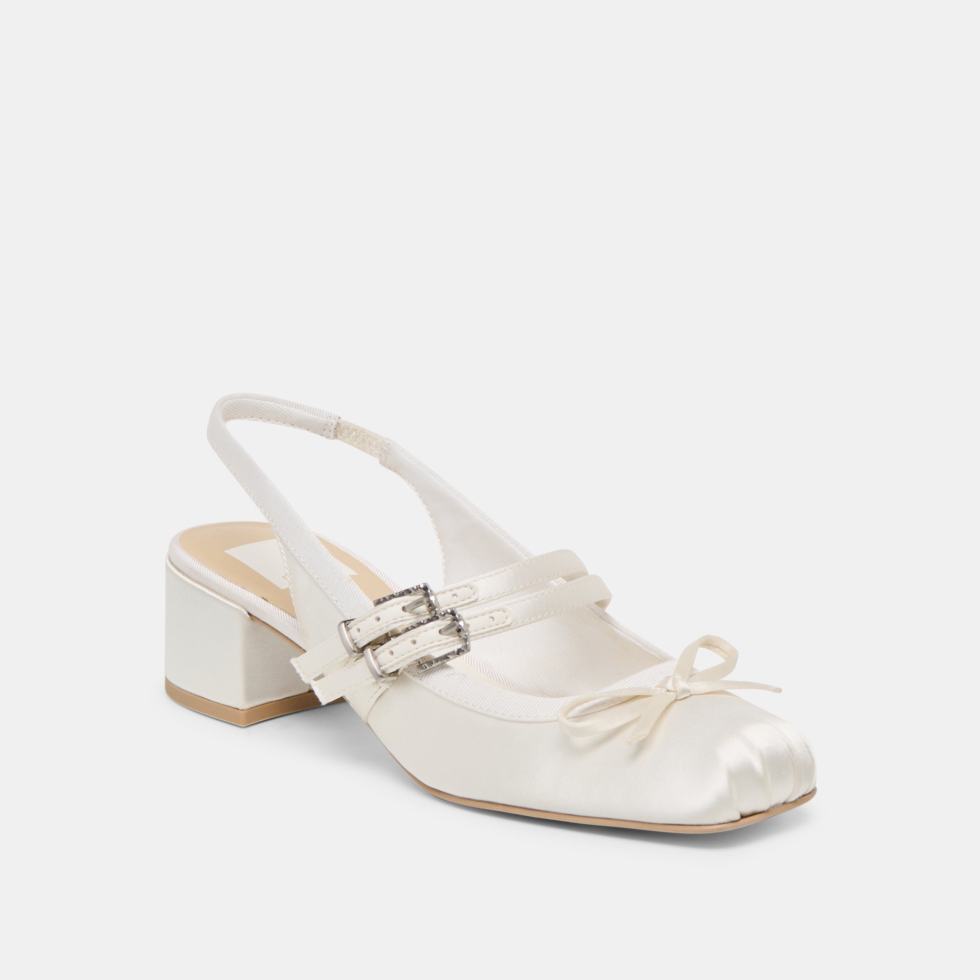 Loris True White Satin Heels / Dolce Vita