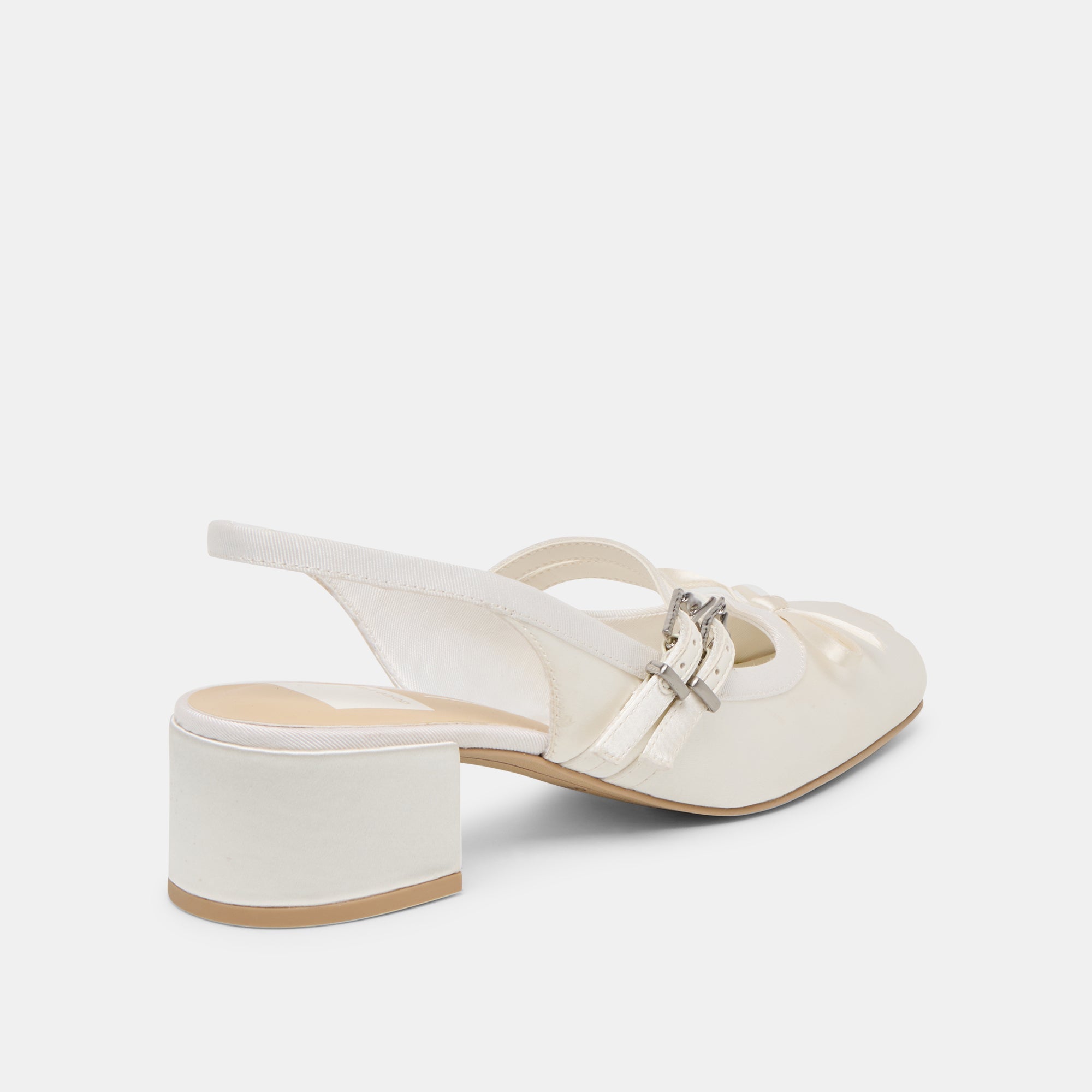 Loris True White Satin Heels / Dolce Vita