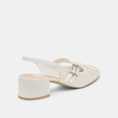 Loris True White Satin Heels / Dolce Vita