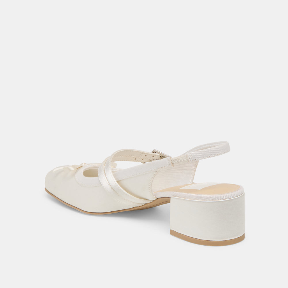 Loris True White Satin Heels / Dolce Vita