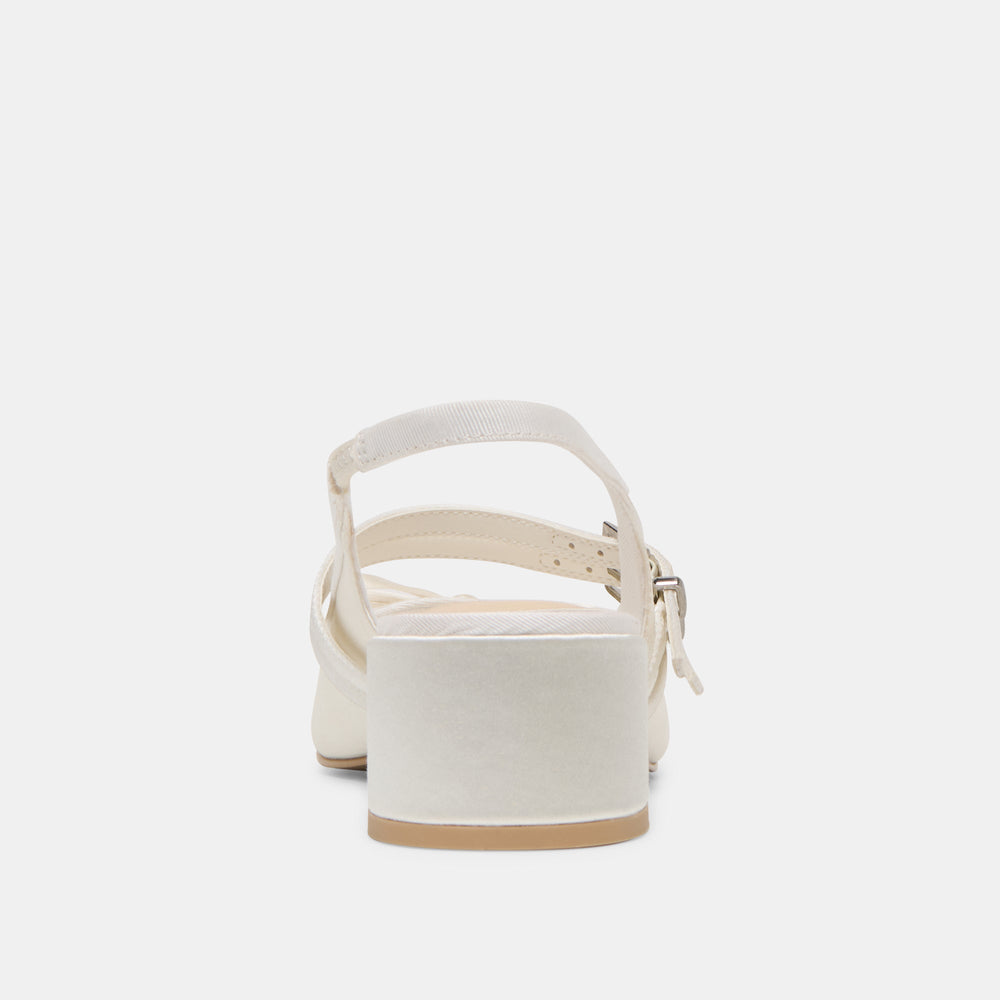Loris True White Satin Heels / Dolce Vita
