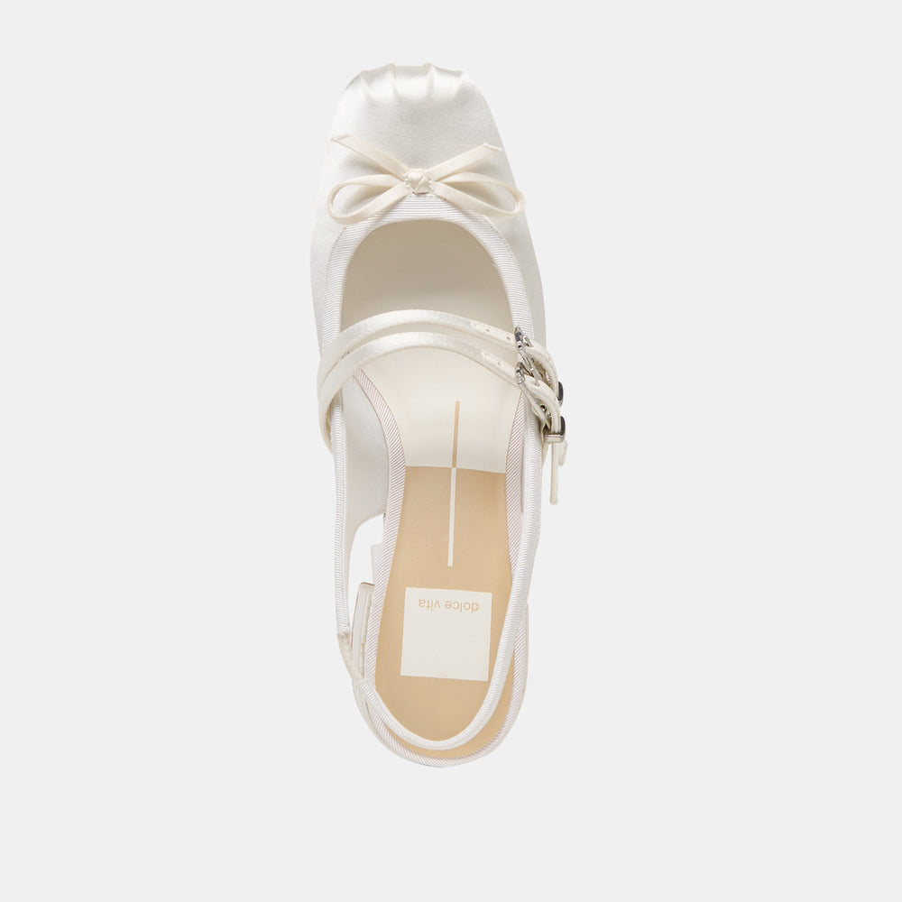 Loris True White Satin Heels / Dolce Vita