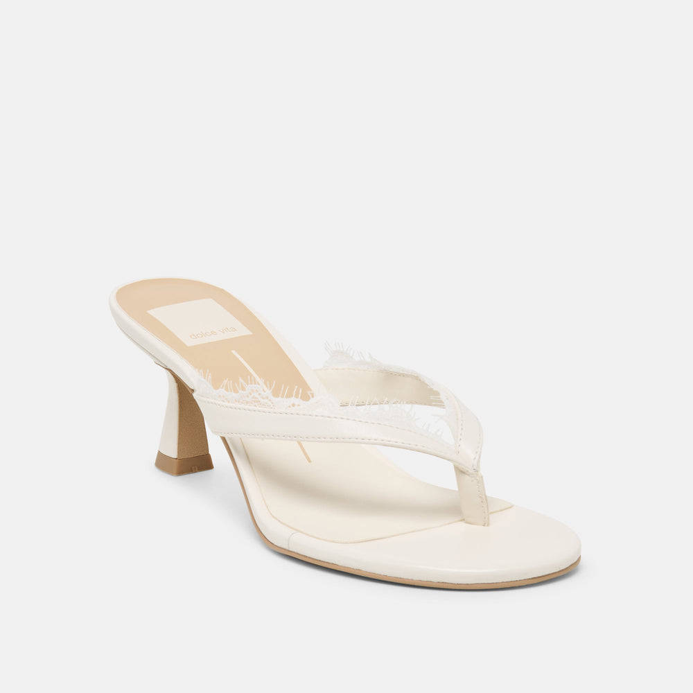 Daksie Lace True White Leather Heels / Dolce Vita