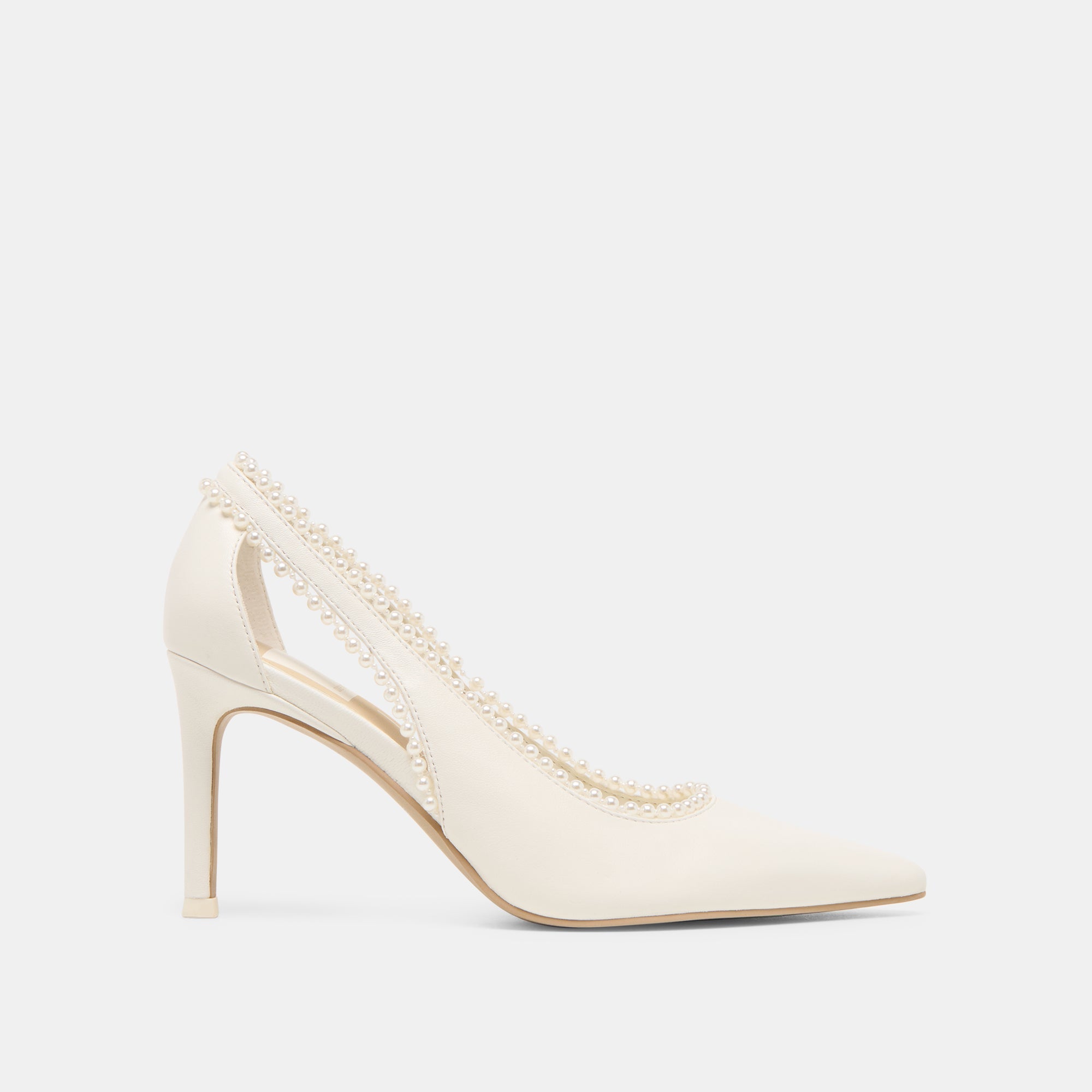 Kelson Pearl True White Leather Heels / Dolce Vita