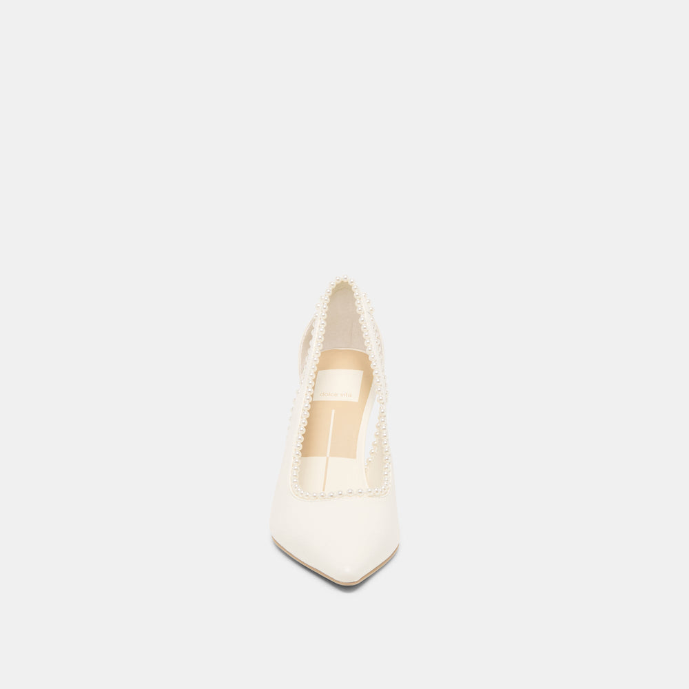 Kelson Pearl True White Leather Heels / Dolce Vita