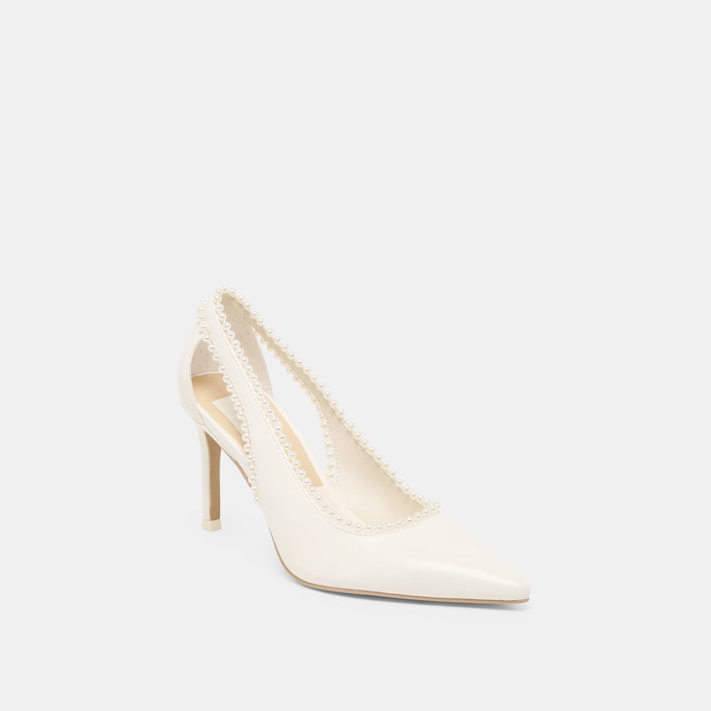 Kelson Pearl True White Leather Heels / Dolce Vita